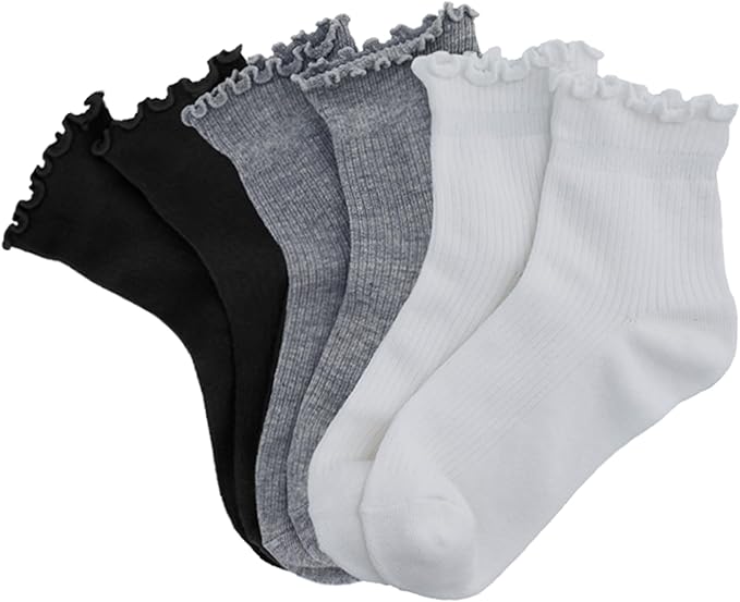SSF&TUYS Ruffle Socks for Women – Soft Cotton Frilly Ankle Socks, Cute, Breathable & Comfy, 6 Pairs