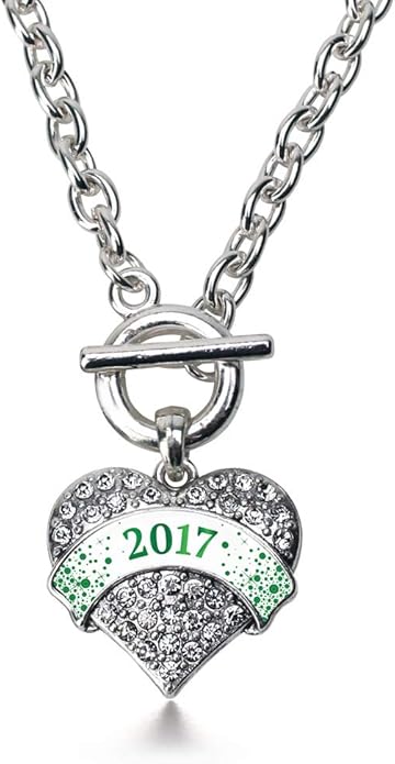 Inspired Silver - Silver Pave Heart Charm 18 Inch Necklace with Cubic Zirconia Jewelry