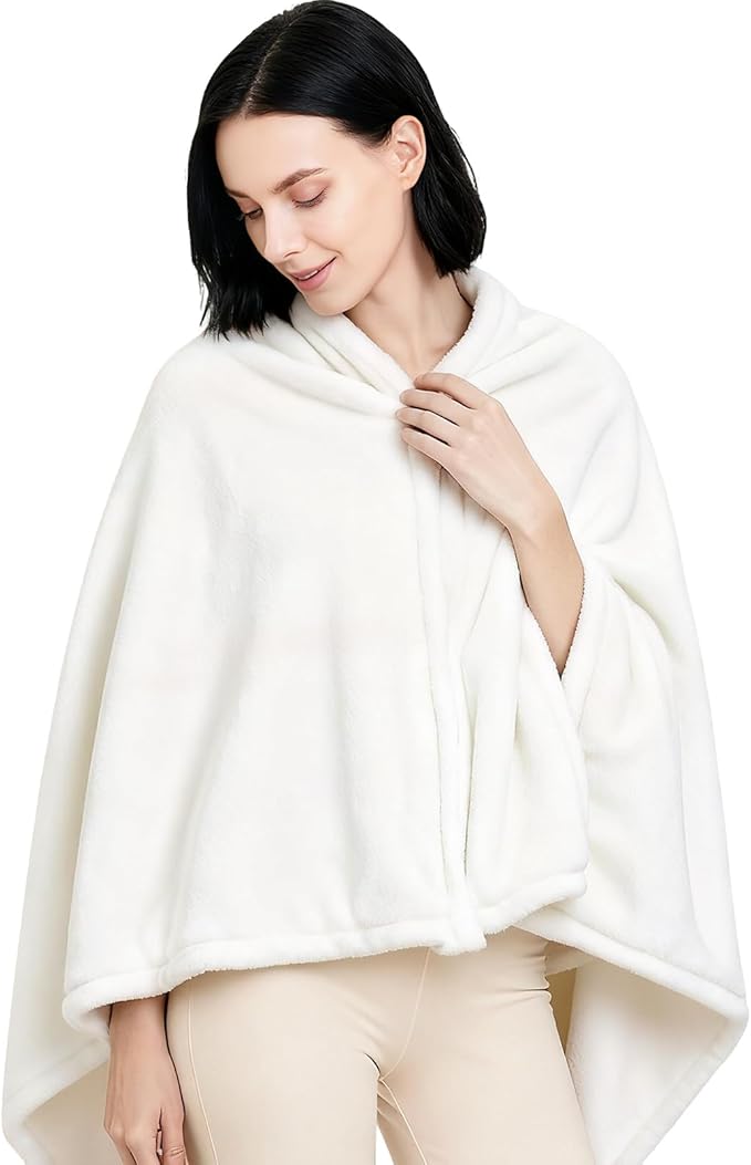 Women's Double Flannel Poncho - Snuggle Cape, Soft Warm Winter Wrap | Unisex Winter Wear for Home, Office, School
