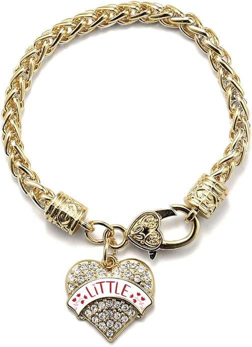 Inspired Silver - Gold Pave Heart Charm Bracelet with Cubic Zirconia Jewelry