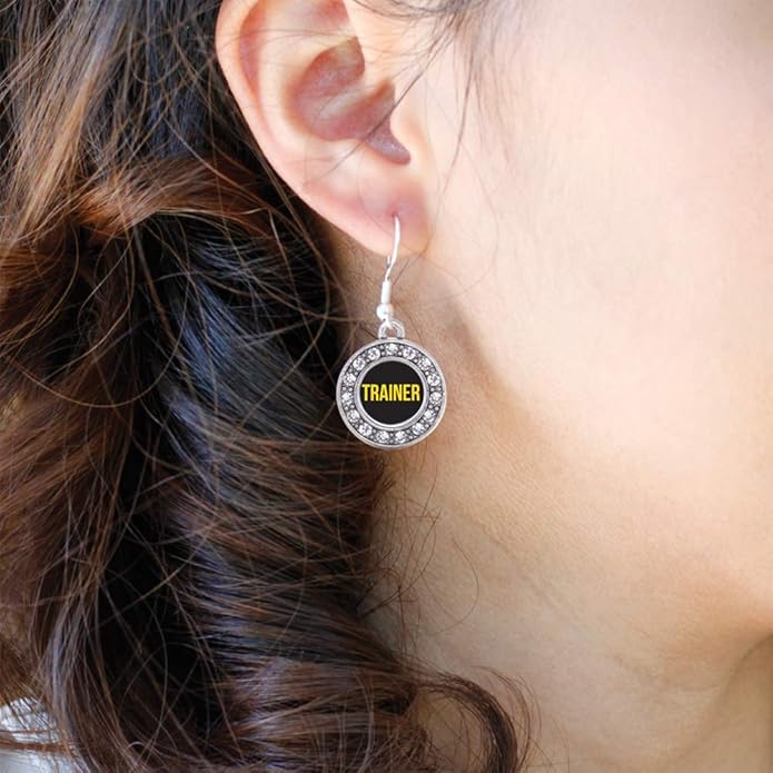 Inspired Silver - Silver Circle Charm French Hook Drop Earrings with Cubic Zirconia Jewelry