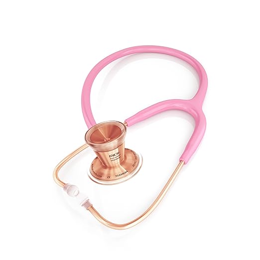 MDF Instruments ProCardial Cardiology Stethoscope, Lightweight Titanium, Adult, Dual Head, Pink Tube, Rosegold Chestpiece-Headset, MDF797TRG01