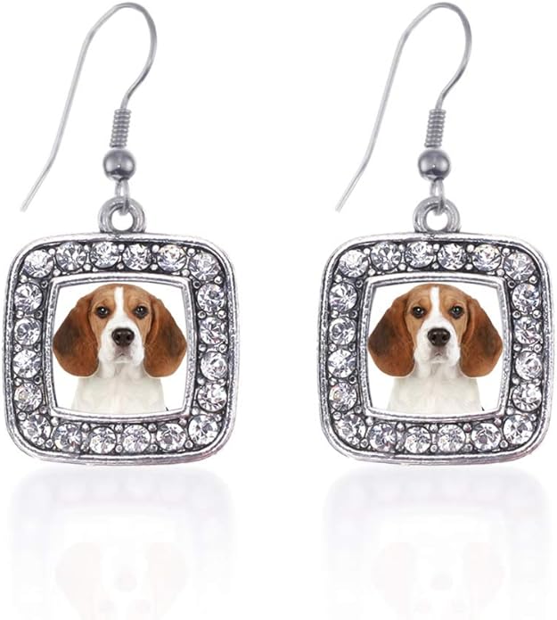Inspired Silver - Silver Square Charm French Hook Drop Earrings with Cubic Zirconia Jewelry