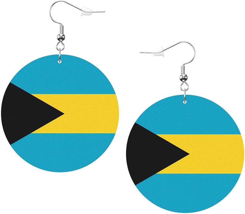 Round Faux Leather Earrings for Women Lightweight Double-Side Printed Drop Dangle Earring for Festival Party Gift