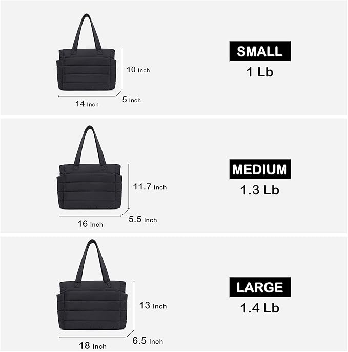 AOCINA Puffer Tote Bag for Women Quilted Work Bag Nurse Bags Women's Shoulder Handbags for Travel Gym Gifts Laptop Purse