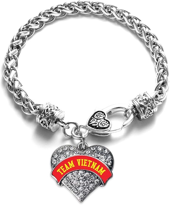 Inspired Silver - Silver Pave Heart Charm Bracelet with Cubic Zirconia Jewelry