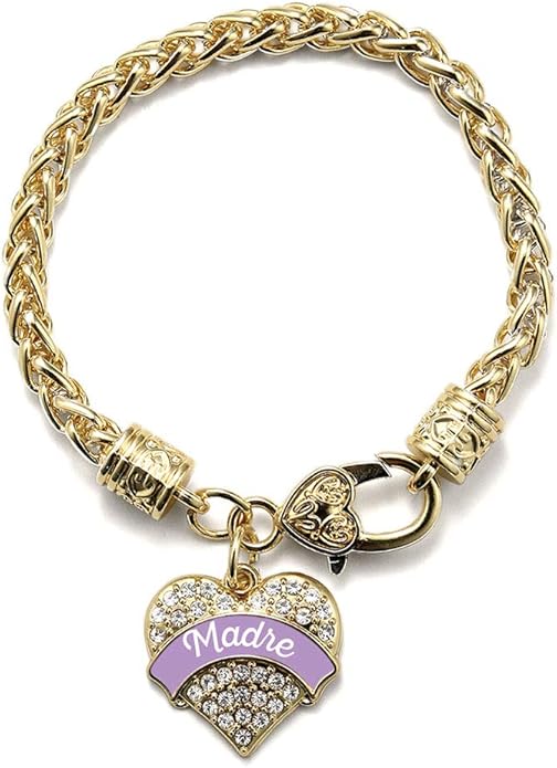 Inspired Silver - Gold Pave Heart Charm Bracelet with Cubic Zirconia Jewelry