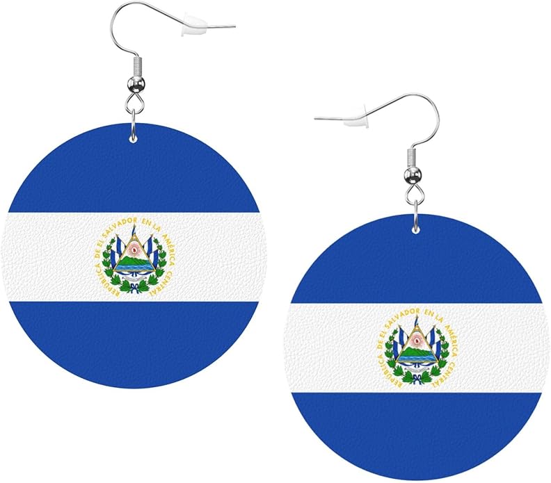 Round Faux Leather Earrings for Women Lightweight Double-Side Printed Drop Dangle Earring for Festival Party Gift