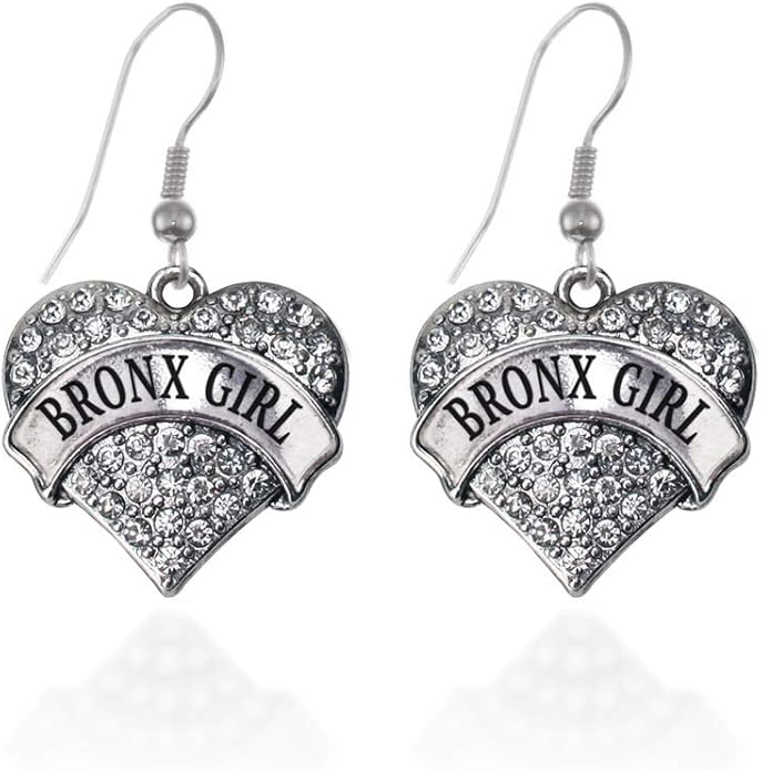 Inspired Silver - Silver Pave Heart Charm French Hook Drop Earrings with Cubic Zirconia Jewelry