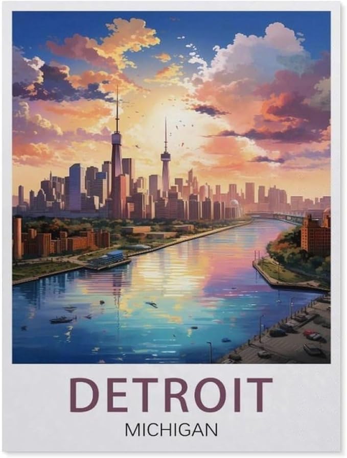 Jigsaw 1000 Pieces，Detroit Michigan，DIY Art for Grown Ups Adults（38x26cm）-BF54