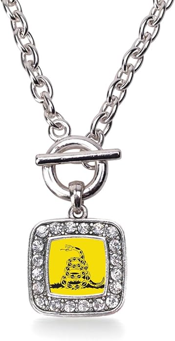Inspired Silver - Silver Square Charm 18 Inch Necklace with Cubic Zirconia Jewelry