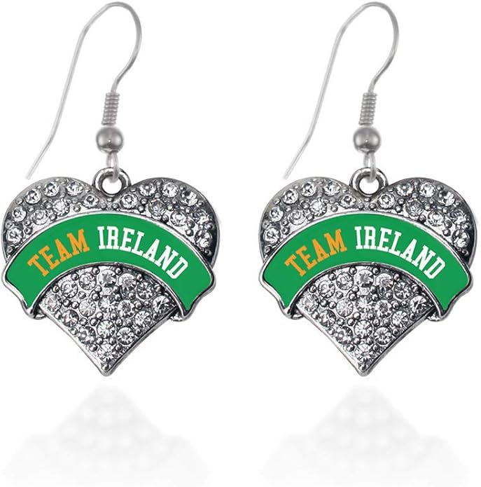 Inspired Silver - Silver Pave Heart Charm French Hook Drop Earrings with Cubic Zirconia Jewelry