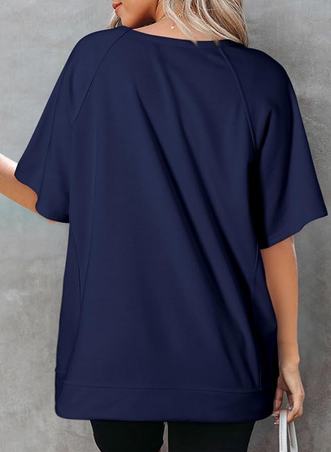 Dokotoo Oversized T Shirts for Women Crewneck Short Sleeve Casual Summer Tops Lightweight Loose High Low Blouse