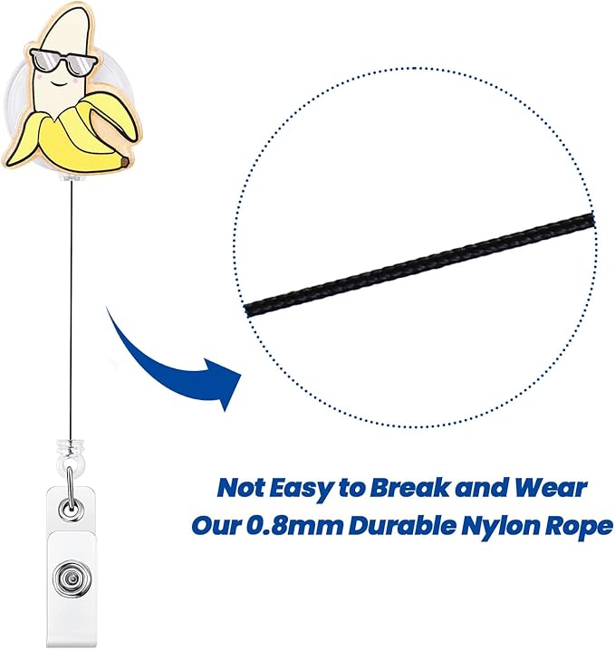 Cute Banana Badge Reel | Retractable ID Card Badge Holder | Name Tag Work Badge Clip for RN LPN CNA MA ER Night Shift Nurse Nursing Student Doctor Teacher| Coworker Gifts | Acrylic｜Alligator Clip