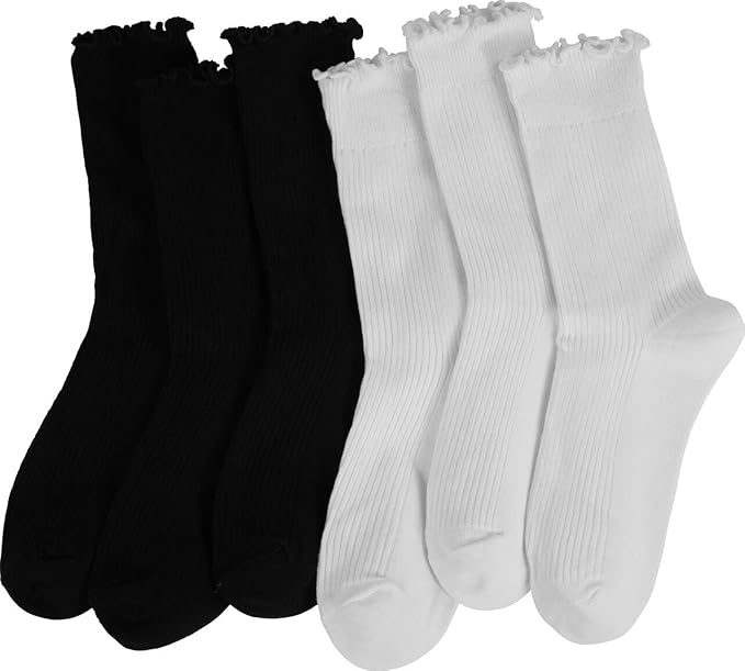 BomKinta Ruffle Socks Women - Turn-Cuff Frilly Sock - Lightweight Cotton Socks
