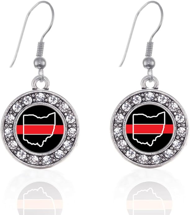 Inspired Silver - Silver Circle Charm French Hook Drop Earrings with Cubic Zirconia Jewelry