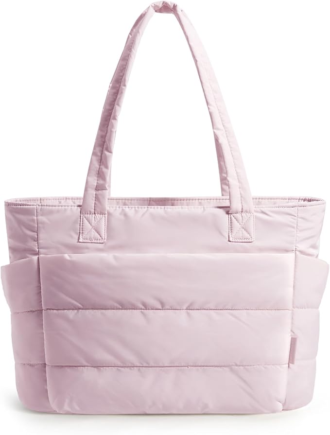 BAGSMART Tote Bag for Women, Lightweight Puffy Tote Bag with Compartments Shoulder Bag Handbag for Travel, Work, Gym | Lightweight, Puffy, Tote Bag with Compartments, Quilted, for Travel, Work