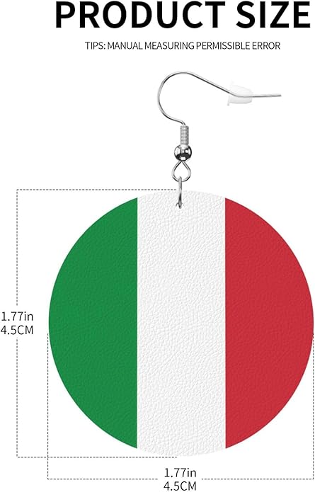 Round Faux Leather Earrings for Women Lightweight Double-Side Printed Drop Dangle Earring for Festival Party Gift