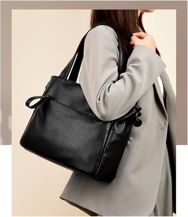 Work Tote with Adjustable Strap, Genuine Leather Crossbody Shoulder Bag and Purse for Women