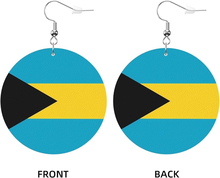 Round Faux Leather Earrings for Women Lightweight Double-Side Printed Drop Dangle Earring for Festival Party Gift