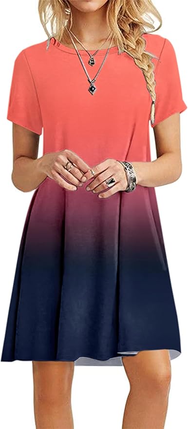 MOLERANI Women's Casual Plain Simple T-Shirt Loose Dress