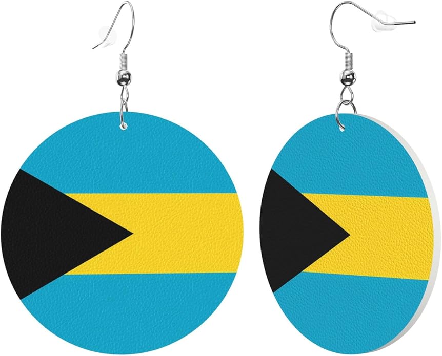 Round Faux Leather Earrings for Women Lightweight Double-Side Printed Drop Dangle Earring for Festival Party Gift