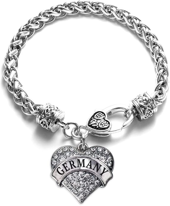 Inspired Silver - Silver Pave Heart Charm Bracelet with Cubic Zirconia Jewelry