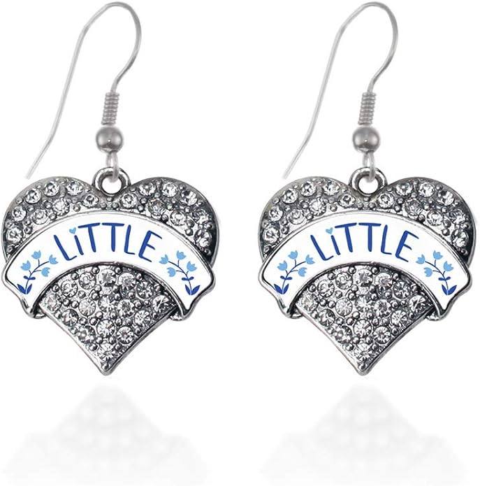 Inspired Silver - Silver Pave Heart Charm French Hook Drop Earrings with Cubic Zirconia Jewelry