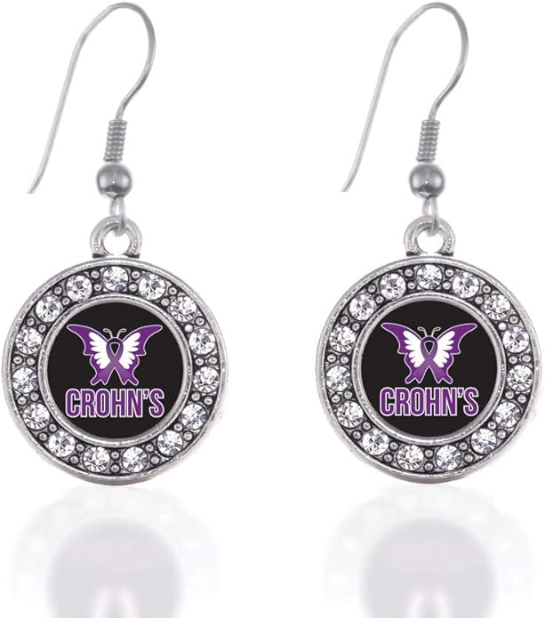 Inspired Silver - Silver Circle Charm French Hook Drop Earrings with Cubic Zirconia Jewelry