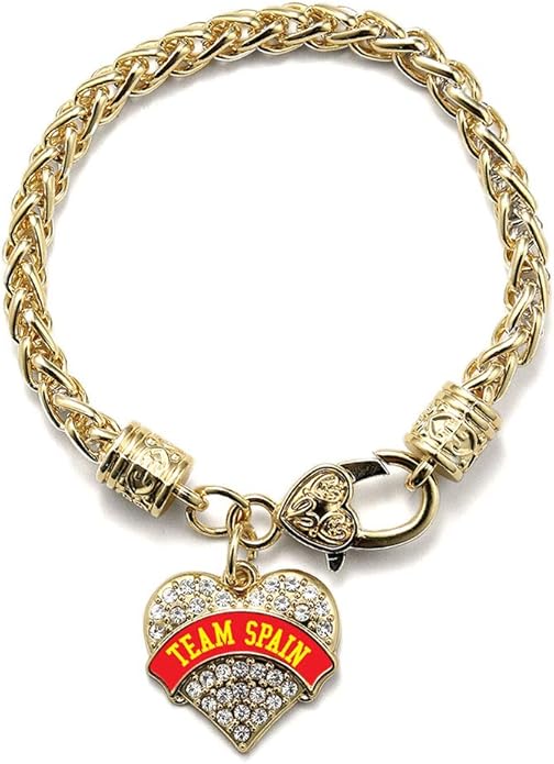 Inspired Silver - Gold Pave Heart Charm Bracelet with Cubic Zirconia Jewelry