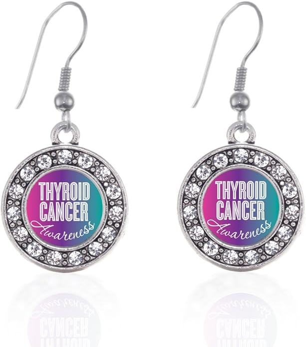Inspired Silver - Silver Circle Charm French Hook Drop Earrings with Cubic Zirconia Jewelry