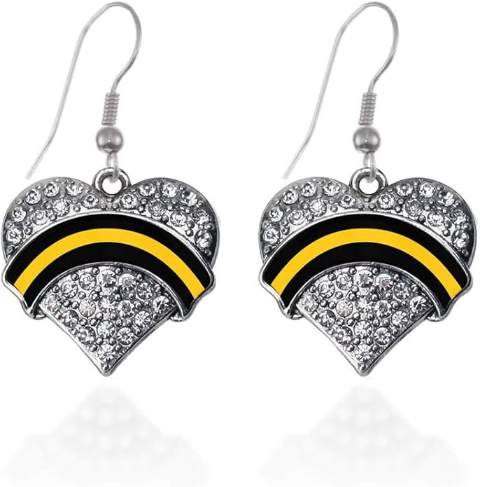 Inspired Silver - Silver Pave Heart Charm French Hook Drop Earrings with Cubic Zirconia Jewelry
