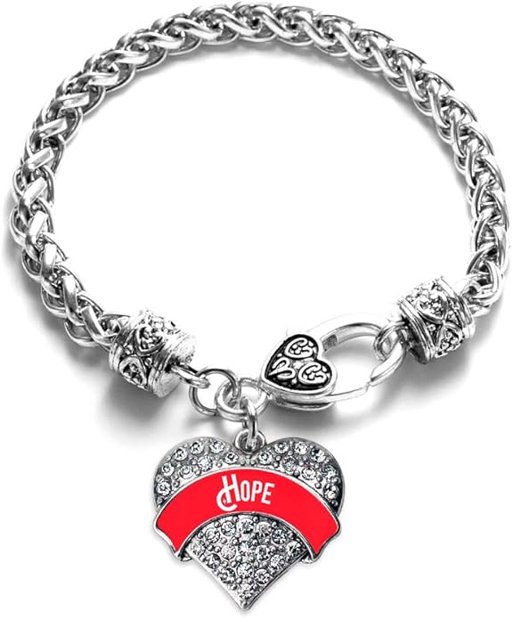 Inspired Silver - Silver Pave Heart Charm Bracelet with Cubic Zirconia Jewelry