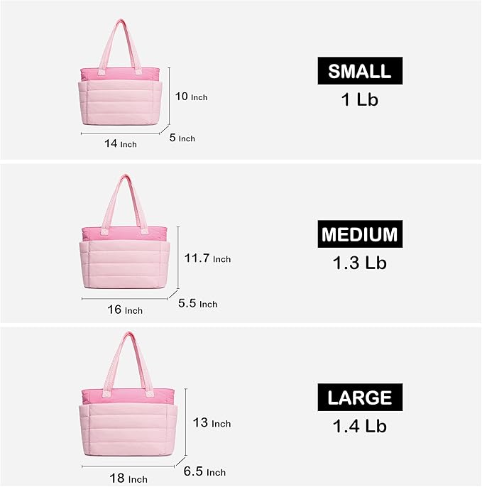 AOCINA Puffer Tote Bag for Women Quilted Work Bag Nurse Bags Women's Shoulder Handbags for Travel Gym Gifts Laptop Purse