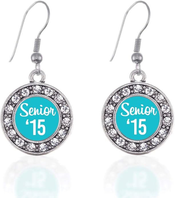 Inspired Silver - Silver Circle Charm French Hook Drop Earrings with Cubic Zirconia Jewelry