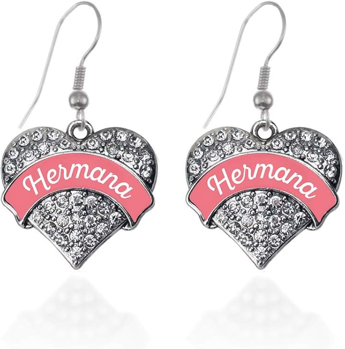 Inspired Silver - Silver Pave Heart Charm French Hook Drop Earrings with Cubic Zirconia Jewelry