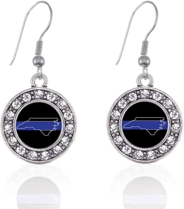 Inspired Silver - Silver Circle Charm French Hook Drop Earrings with Cubic Zirconia Jewelry