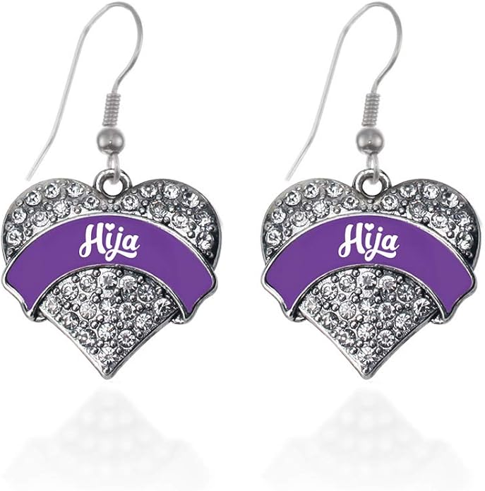 Inspired Silver - Silver Pave Heart Charm French Hook Drop Earrings with Cubic Zirconia Jewelry
