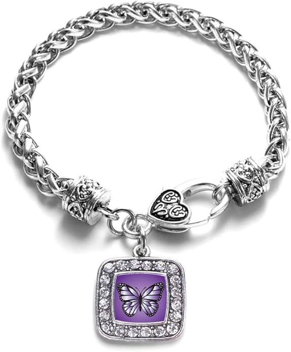 Inspired Silver - Silver Square Charm Bracelet with Cubic Zirconia Jewelry