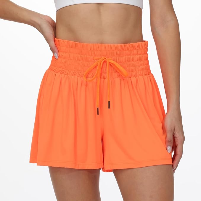 Blaosn Flowy Athletic Shorts for Women Gym Workout Running Short Pants High Waist Skort with Pocket Casual Summer Clothes