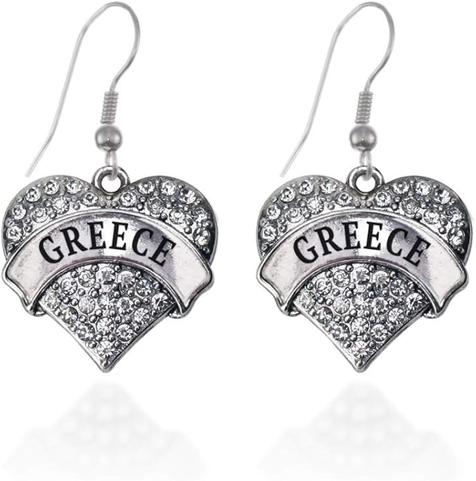 Inspired Silver - Silver Pave Heart Charm French Hook Drop Earrings with Cubic Zirconia Jewelry
