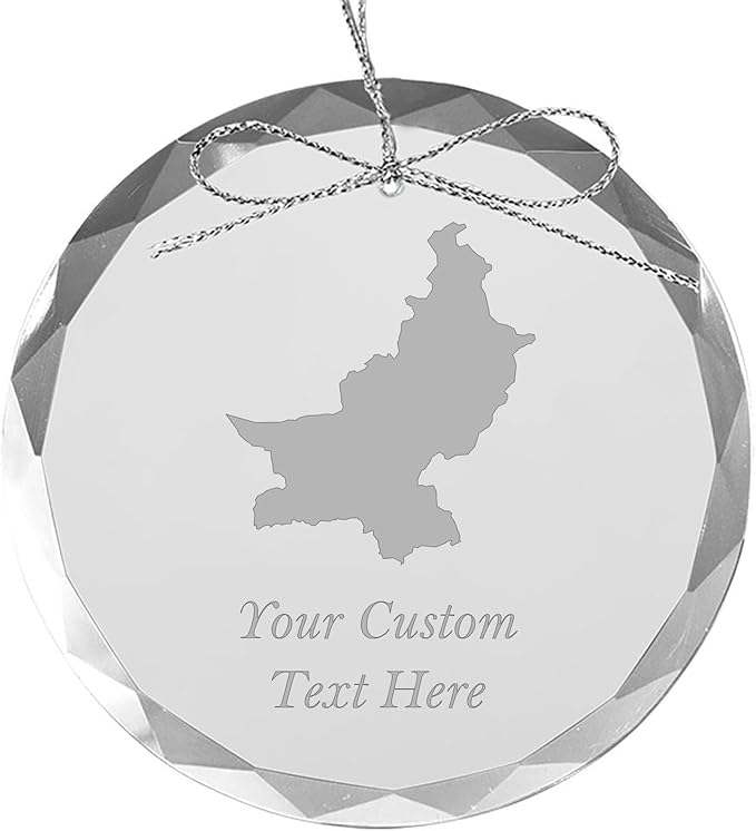 Pakistan, Personalized Travel Christmas Ornament – Customized Engraved Glass Keepsake - Custom Family Trip & Vacation, 2024, 2025, 2026, 2027 & Name – Destination Xmas Holiday Ornament
