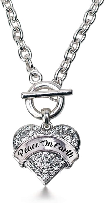 Inspired Silver - Silver Pave Heart Charm 18 Inch Necklace with Cubic Zirconia Jewelry