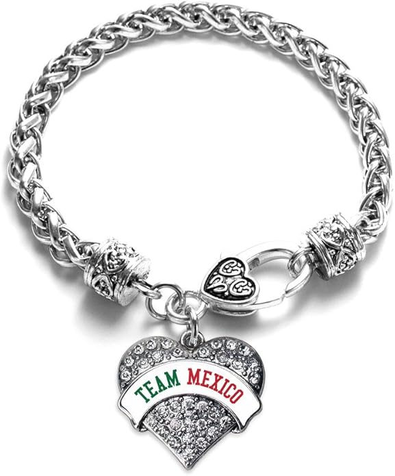 Inspired Silver - Silver Pave Heart Charm Bracelet with Cubic Zirconia Jewelry