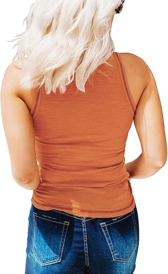 KINLONSAIR Women's Sleeveless Henley Tank Tops Ribbed V Neck Button Down T Shirts Summer Slim Fit Tee Tops