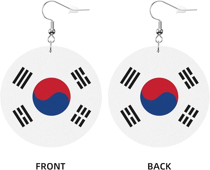 Round Faux Leather Earrings for Women Lightweight Double-Side Printed Drop Dangle Earring for Festival Party Gift