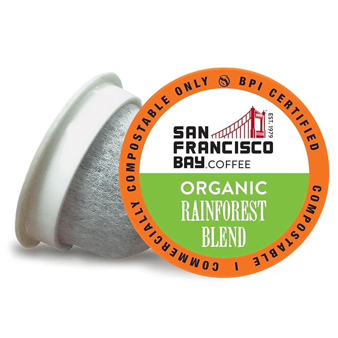 SF Bay Coffee OneCUP Organic Rainforest Blend 36 Ct Medium Dark Roast Compostable Coffee Pods, K Cup Compatible including Keurig 2.0