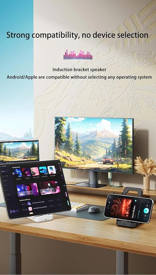 Mobile Phone Sensor Stand Bluetooth Speaker（White）