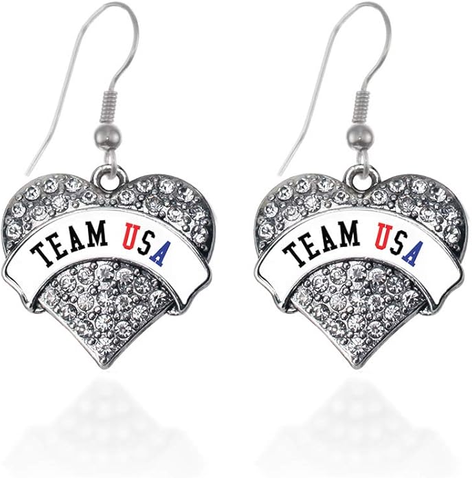 Inspired Silver - Silver Pave Heart Charm French Hook Drop Earrings with Cubic Zirconia Jewelry