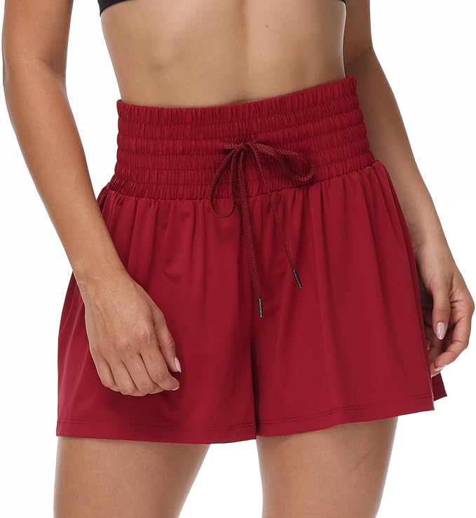 Blaosn Flowy Athletic Shorts for Women Gym Workout Running Short Pants High Waist Skort with Pocket Casual Summer Clothes